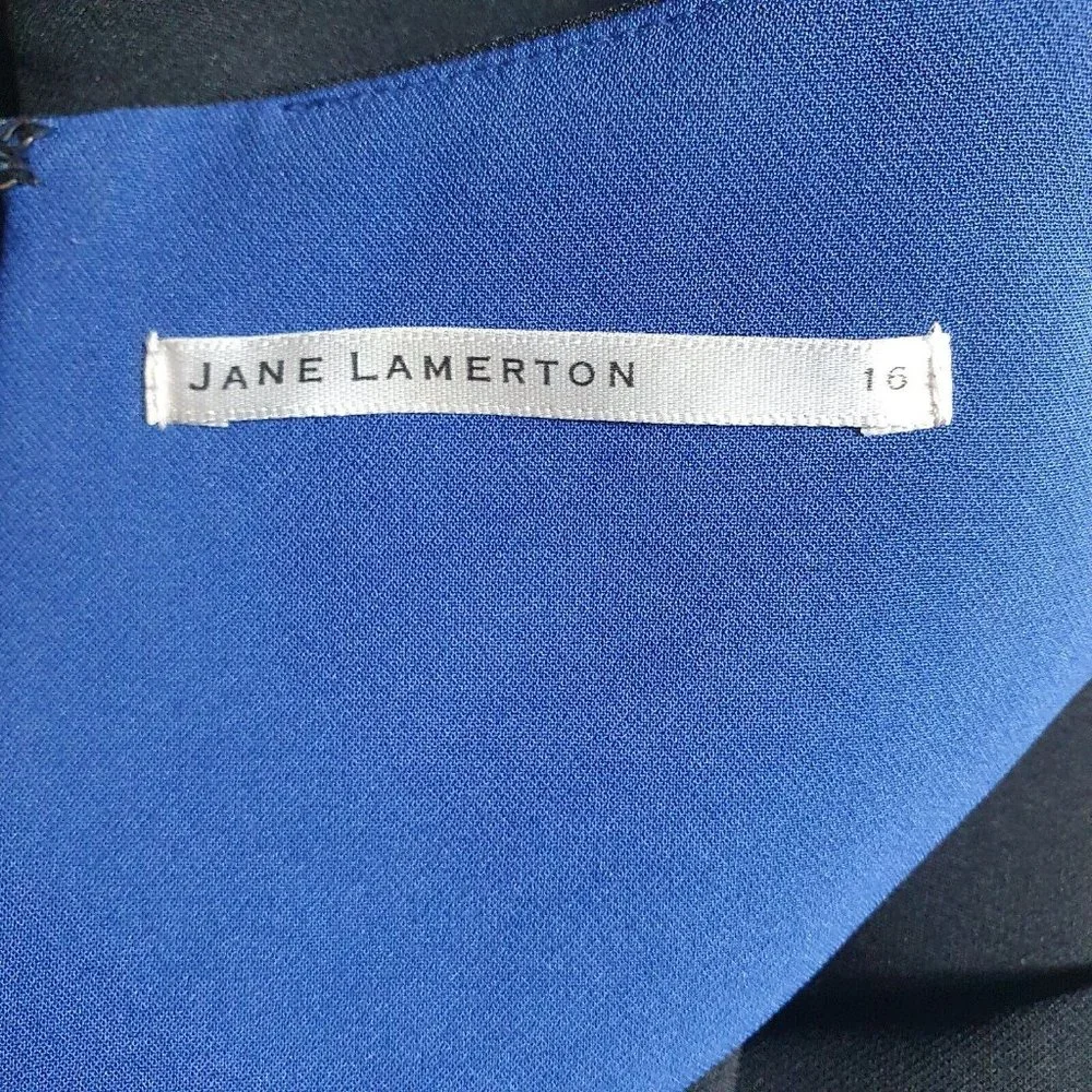NWOT Jane Lamerton Dress Sze16 black blue Straight shift 2 tone office formal - Picture 6 of 7